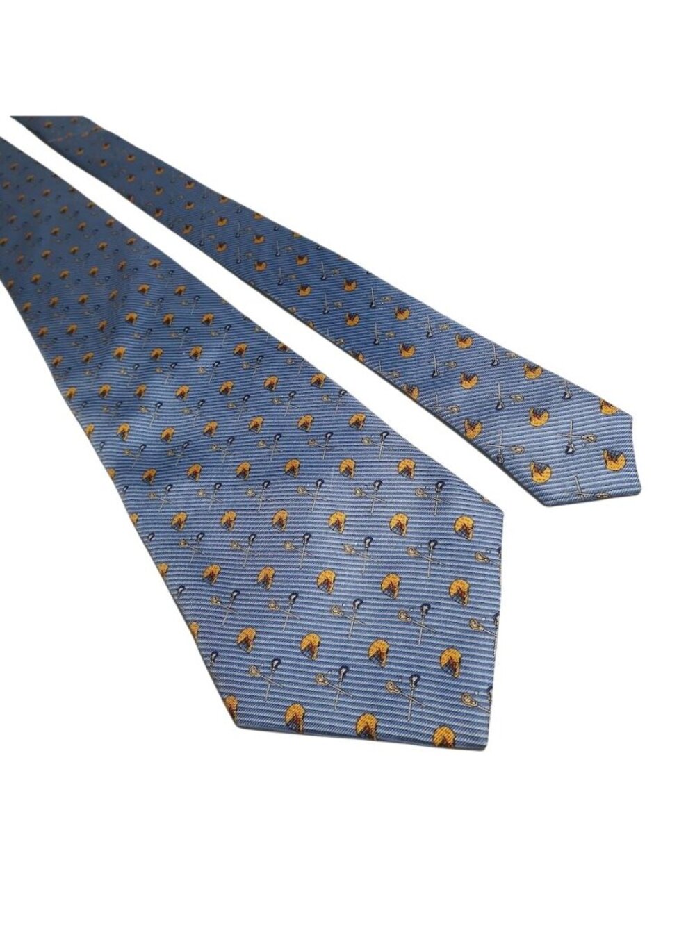 Oak Hill Mens Lacrosse Helmet Sticks Silk Tie Blue Gold Luxury Dad Gift Club